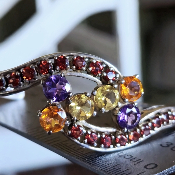 Nicky Butler Designer 925 Sterling Silver Cuff Bracelet Amethyst Garnet Citrine - Picture 14 of 16